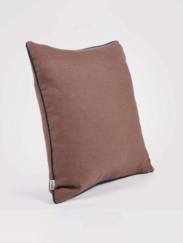 Classica  Piped heavy Hemp Cushion Cover | chocolate & indigo