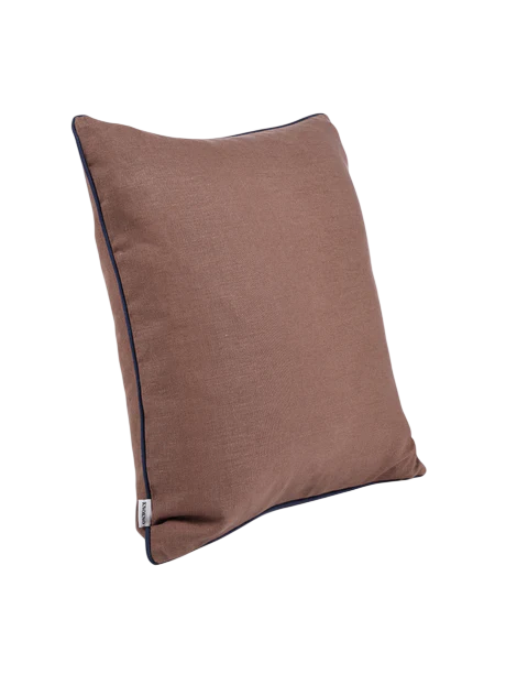 Classica  Piped Heavy Hemp Cushion Cover | Chocolate & Indigo