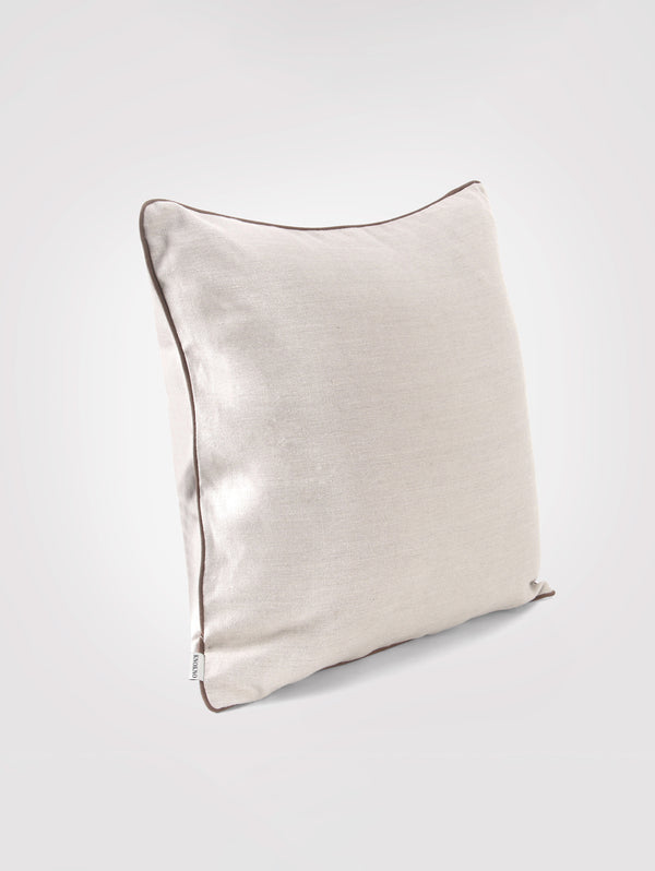 Classica  Piped  canvas Hemp Cushion Cover | natural & chocolate