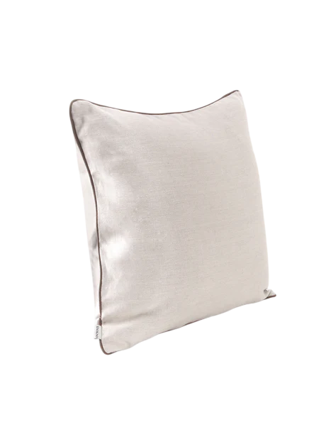 Classica  Piped  Canvas Hemp Cushion Cover | Natural & Chocolate