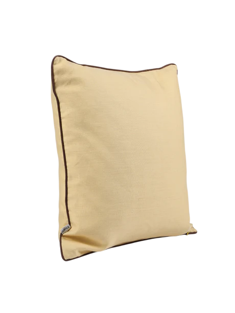 Classica Piped Canvas Hemp Cushion Cover | Chamomile & Chocolate