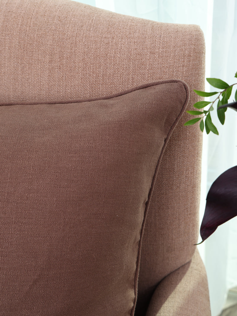 Classica  Piped  Heavy Hemp Cushion Cover | Chocolate