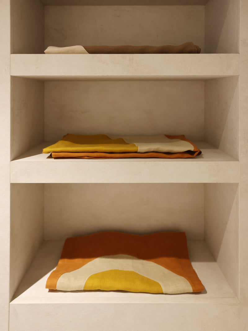 Sunset & Sunrise Hemp Linen Beach & Pool Blankets – Handmade, Two Sizes for Adults & Kids , Earth Tone Color Block