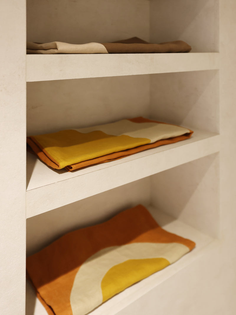 Sunset & Sunrise Hemp Linen Beach & Pool Blankets – Handmade, Two Sizes for Adults & Kids , Earth Tone Color Block