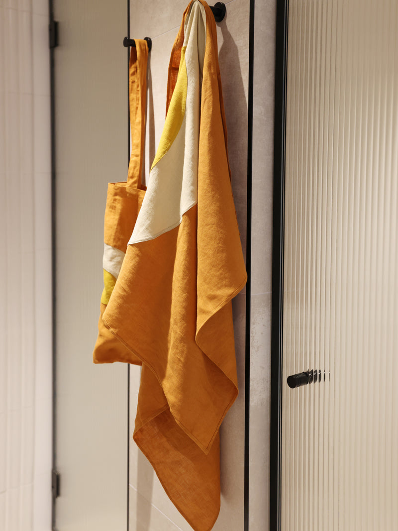 Sunset & Sunrise Hemp Linen Beach & Pool Blankets – Handmade, Two Sizes for Adults & Kids , Earth Tone Color Block