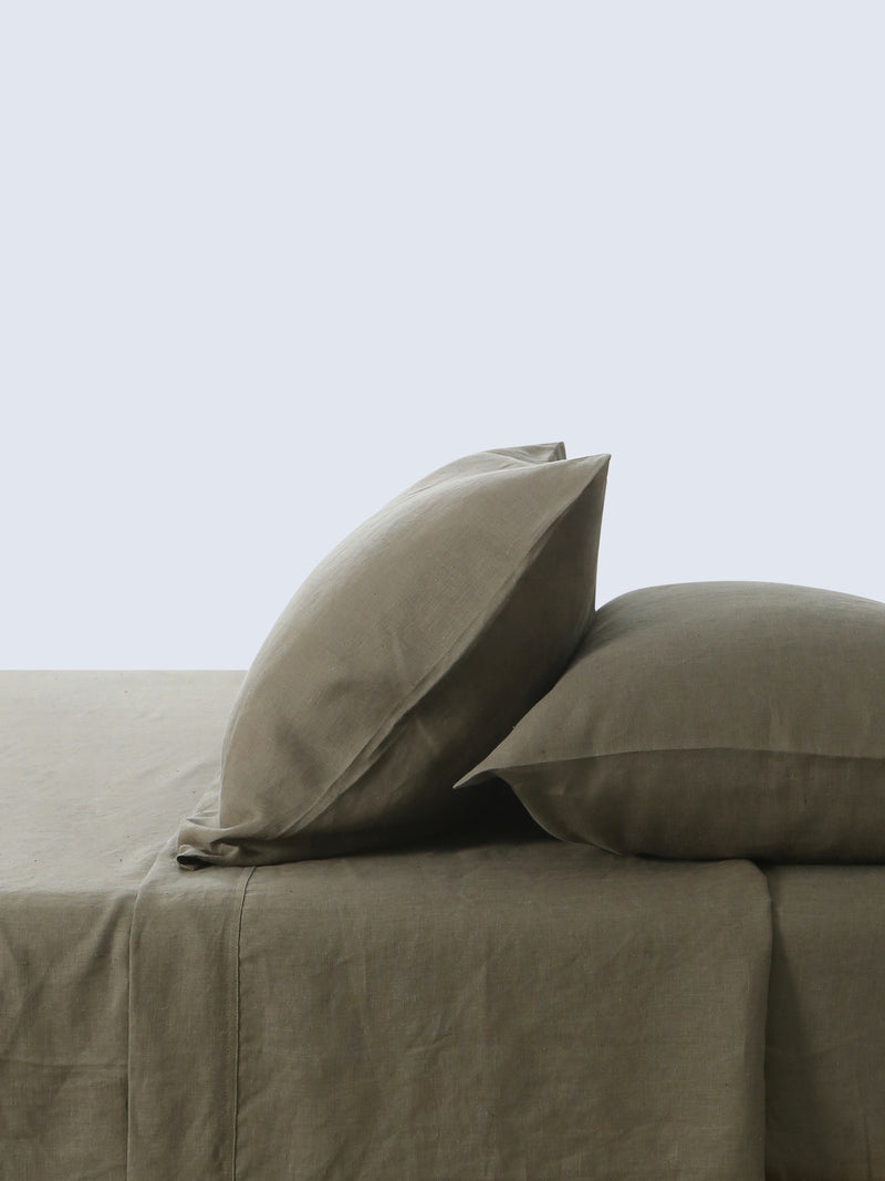 100% Hemp Flat Sheet | Moss Green