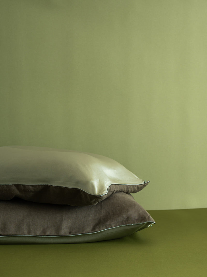 Silk Hemp Flip Pillowcase | Moss Green