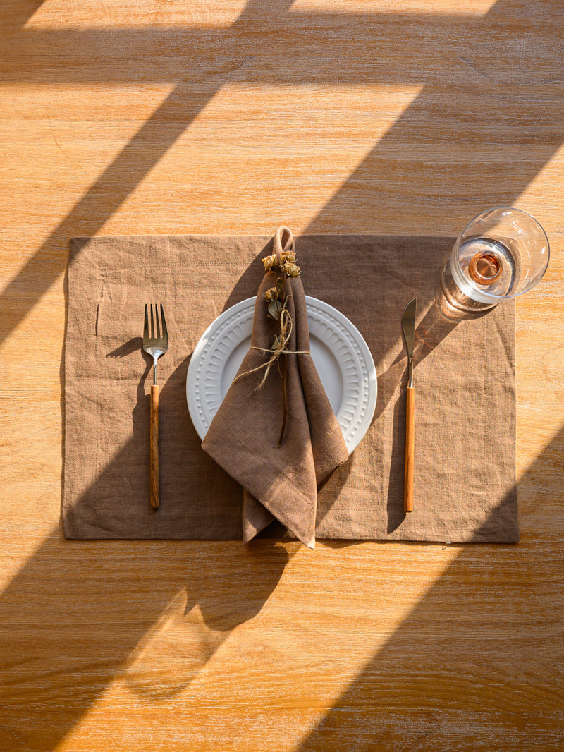 100% Hemp Table Napkins (Placemats)Set (Of FOUR) | Mocha