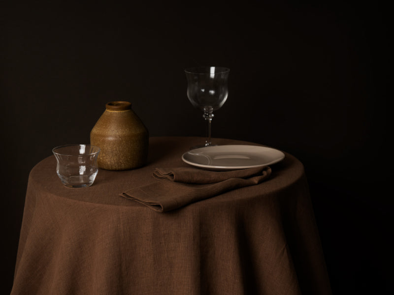 100% Organic Hemp Tablecloth | Chocolate Brown