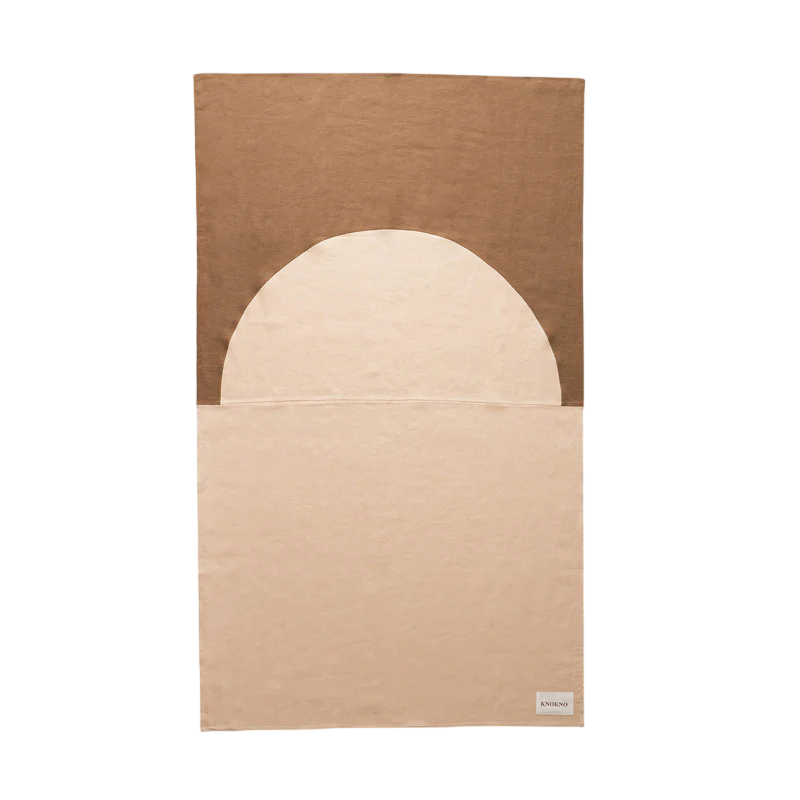 Sunset & Sunrise Organic Hemp Linen Beach & Pool Blankets – Handmade, Two Sizes for Adults & Kids , Earth Tone Color Block | Mocha Brown & Blush Pink