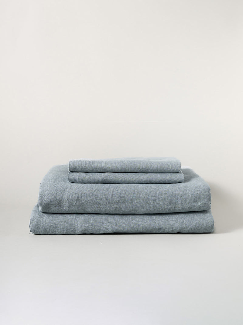 100% Organic Hemp Sheet Set | Stone Blue