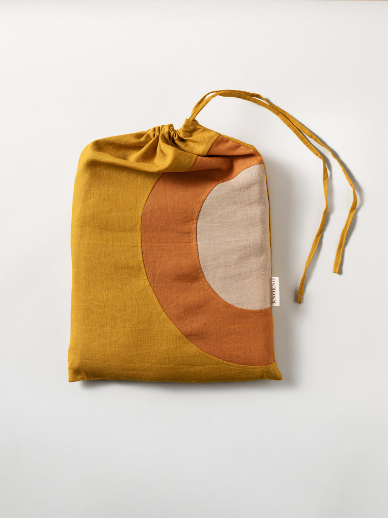 Spice LINEN Bed Throw | CURRY & SAND & PAPRIKA