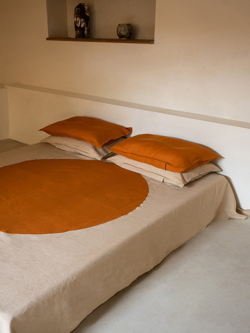 Astra Linen Bed Throw Medium | Sand & Paprika