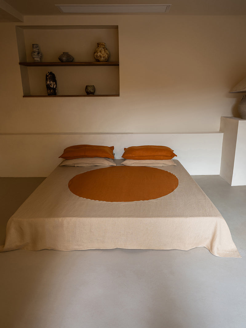 Astra Linen Bed Throw Medium | Sand & Paprika