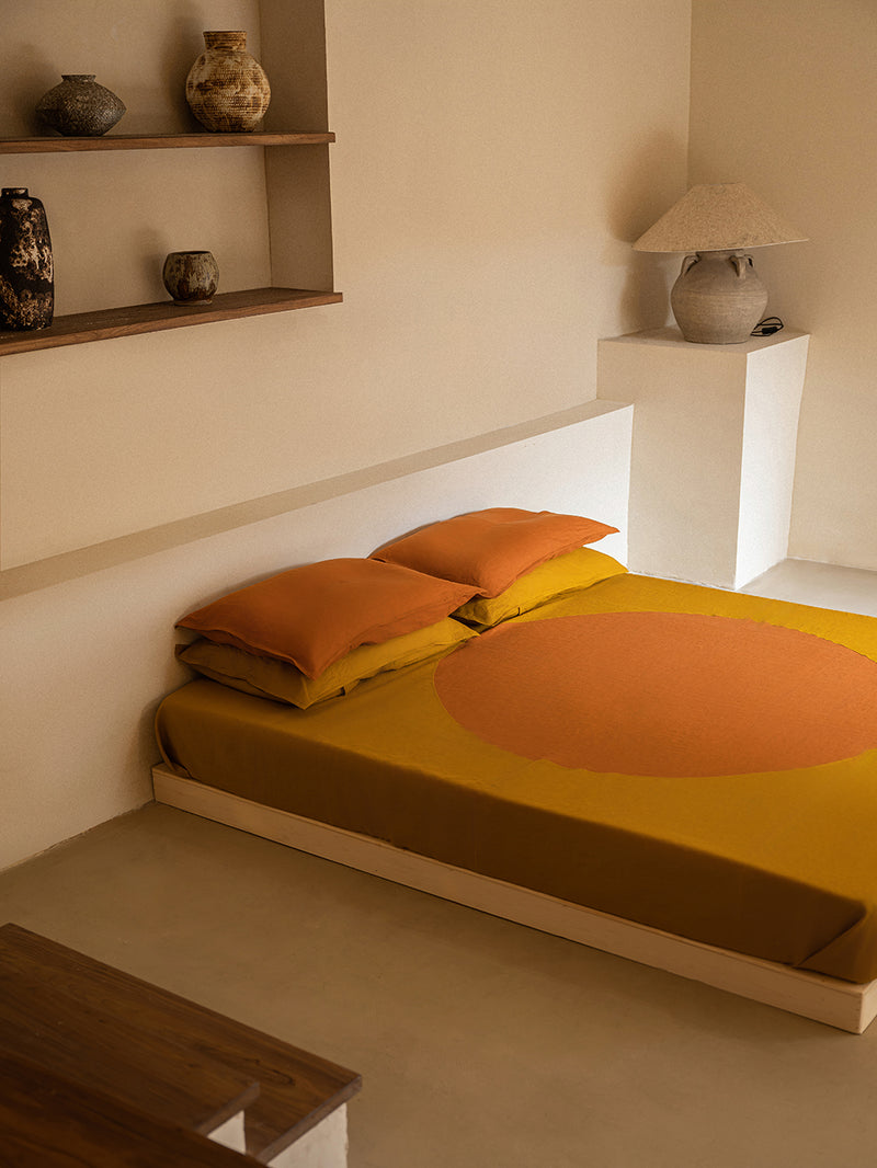 Terra Hemp Linen Pillowcases Set(Of Two) | Curry