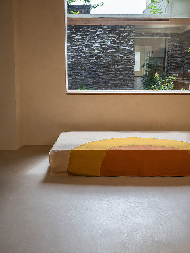 Spice LINEN Bed Throw | SAND & CURRY & PAPRIKA