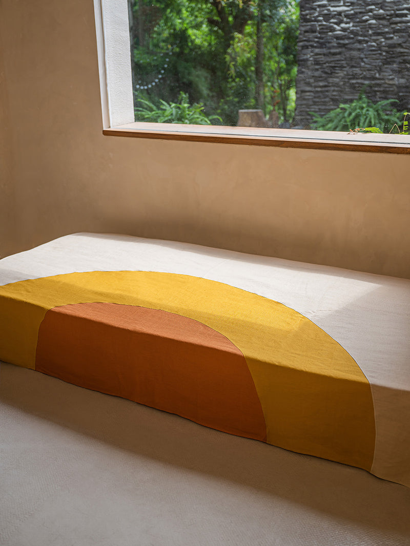 Spice LINEN Bed Throw | SAND & CURRY & PAPRIKA