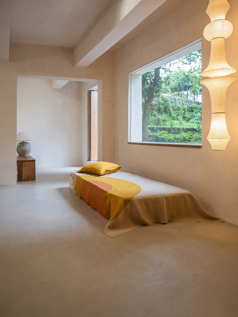 Spice LINEN Bed Throw | SAND & CURRY & PAPRIKA