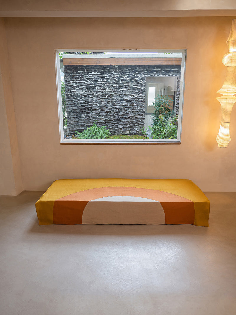 Spice LINEN Bed Throw | CURRY & SAND & PAPRIKA