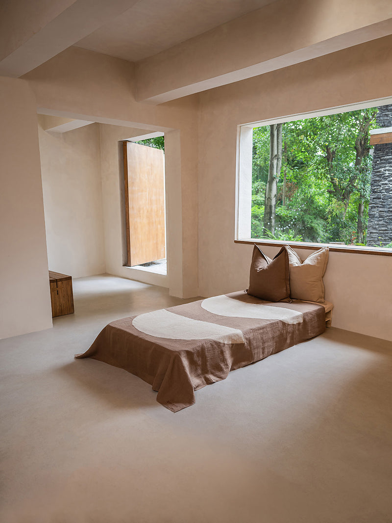 Crescent HEMP LINEN bed throw | TERRA & SAND