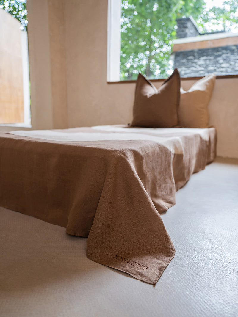 Crescent HEMP LINEN bed throw | TERRA & SAND