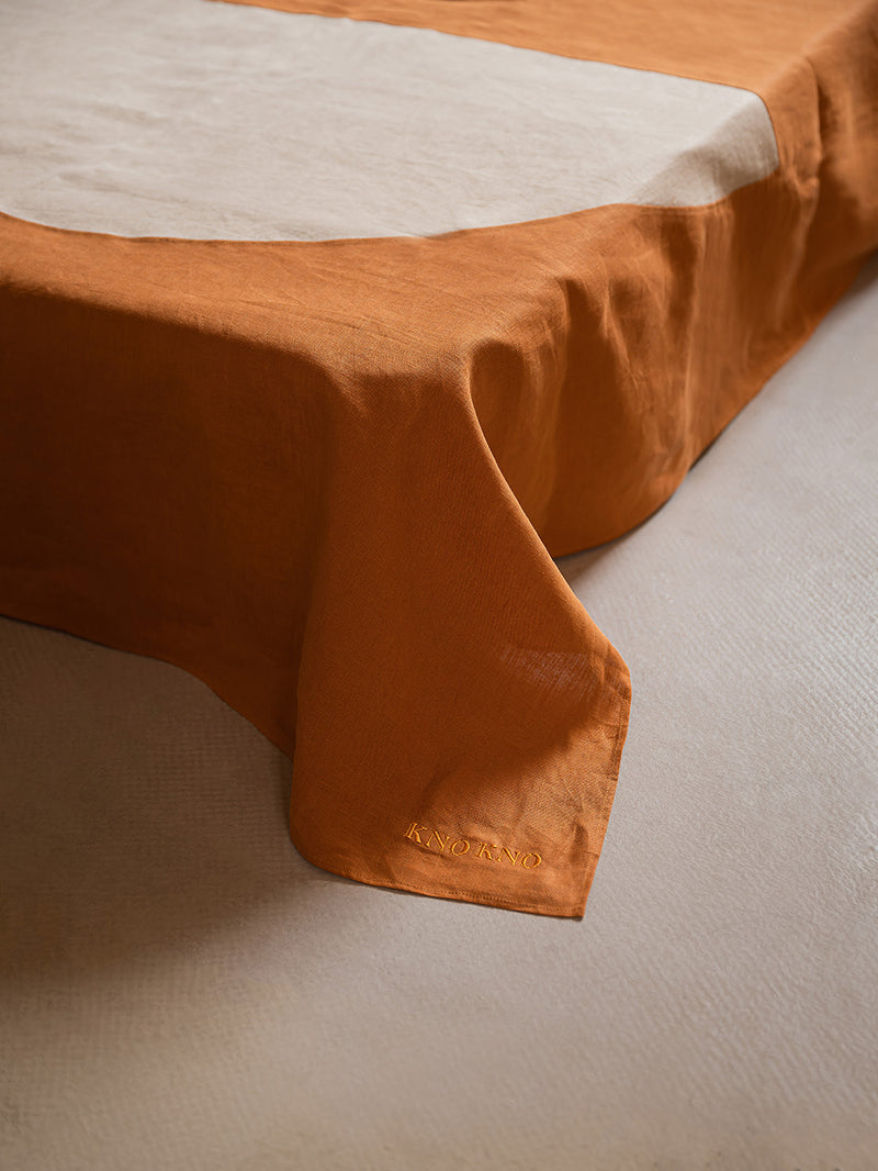 Crescent Hemp LINEN Bed Throw Picnic & Beach Blanket – Handmade Color-Block Travel Throw |  PAPRIKA & SAND