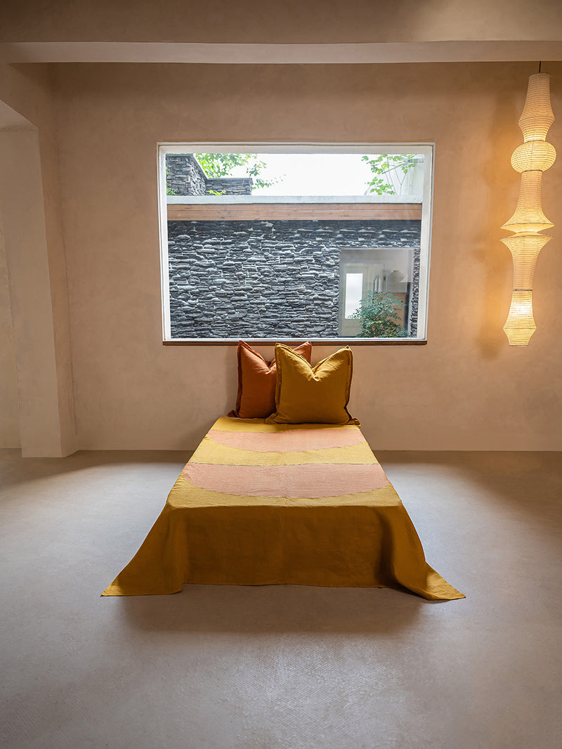 Crescent LINEN Bed Throw | CURRY & PAPRIKA