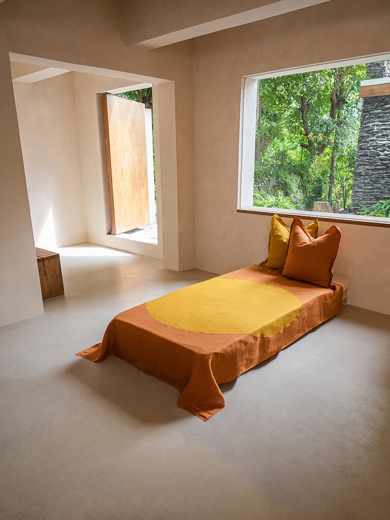 ASTRA LINEN BED THROW SMALL |  PAPRIKA & CURRY