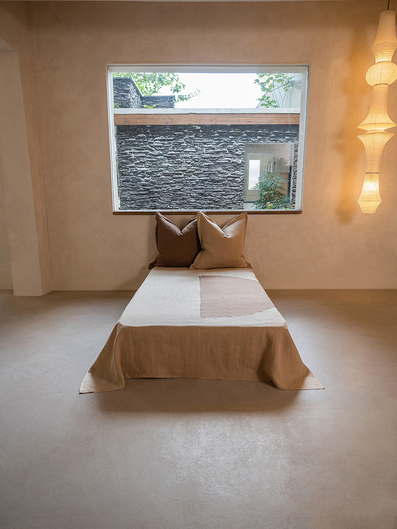 Crescent LINEN HEMP Bed Throw | TERRA & SAND