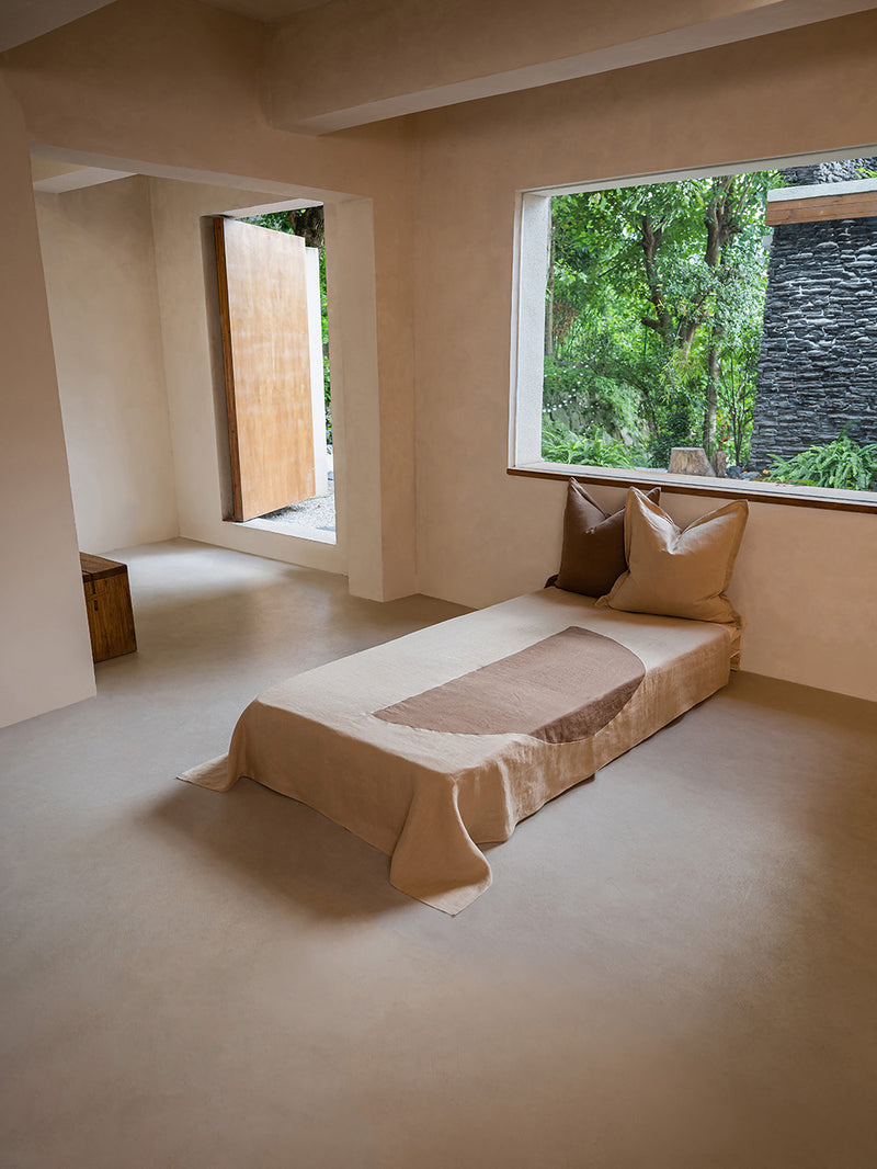 Crescent LINEN HEMP Bed Throw | TERRA & SAND