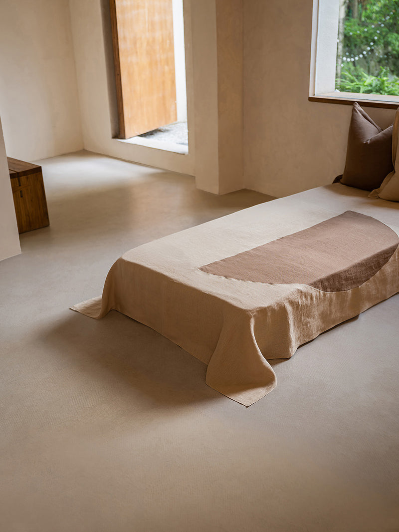 Crescent LINEN HEMP Bed Throw | TERRA & SAND