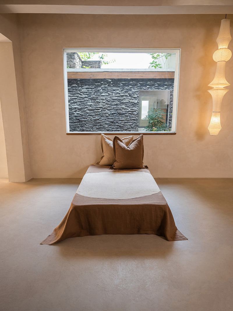 ASTRA HEMP LINEN BED THROW SMALL | TERRA & SAND