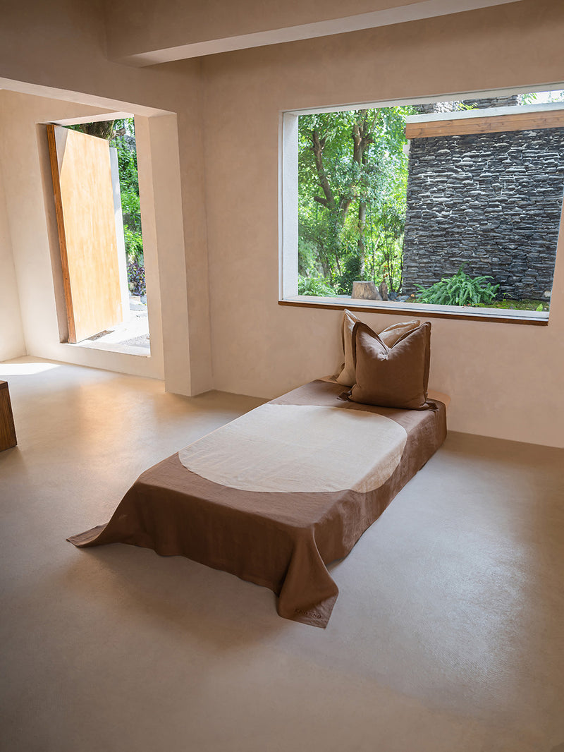 ASTRA HEMP LINEN BED THROW SMALL | TERRA & SAND