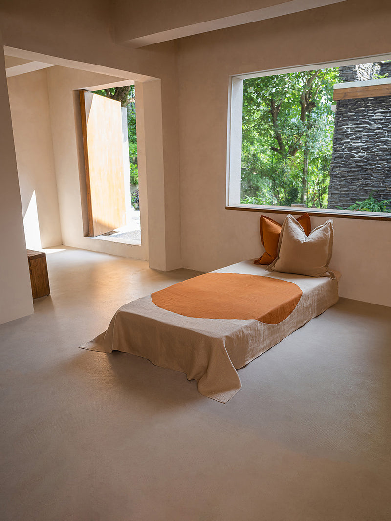 ASTRA LINEN BED THROW SMALL | SAND & PAPRIKA