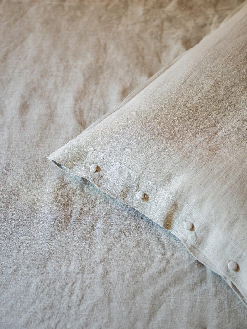 Heavy Hemp Button Pillowcases Set (Of Two) | Oatmeal