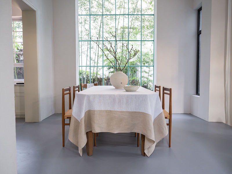 Duotone Heavy Hemp Tablecloth | Snow & Sand