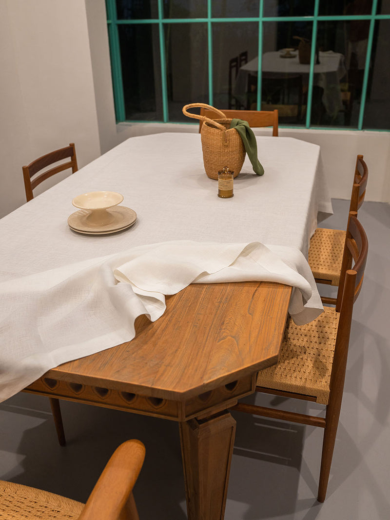 100% Hemp Tablecloth | White