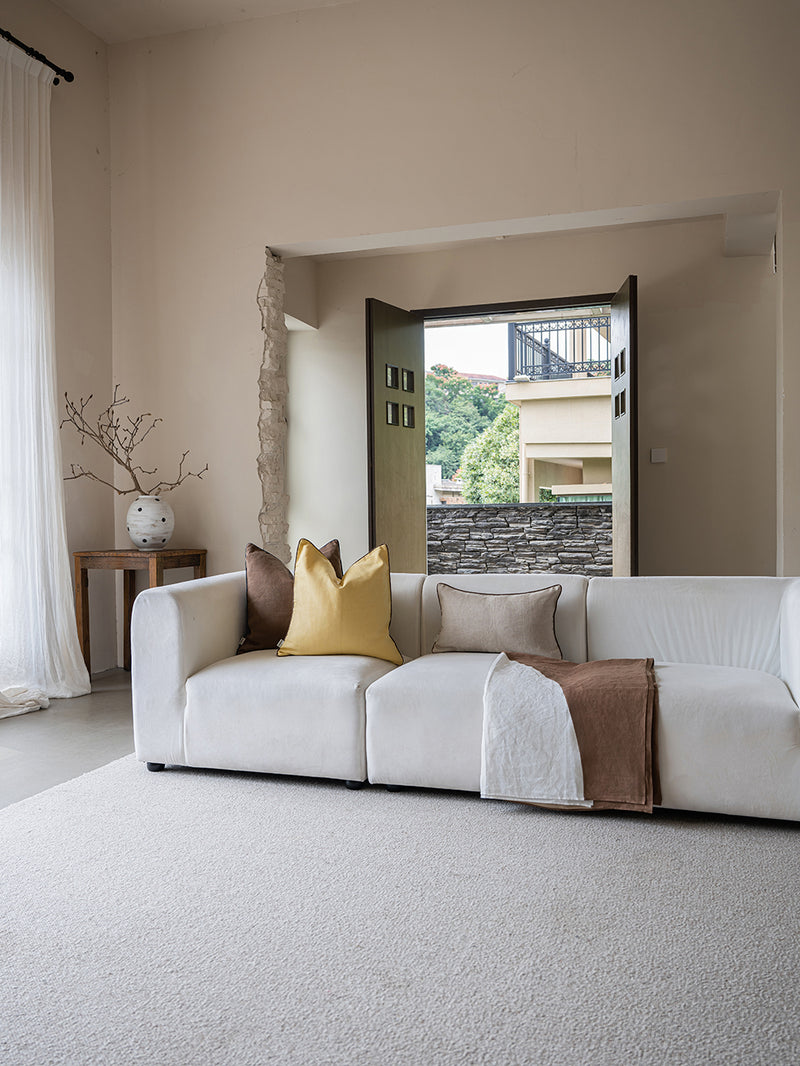 Classica Piped Canvas Hemp Cushion Cover | Chamomile & Chocolate