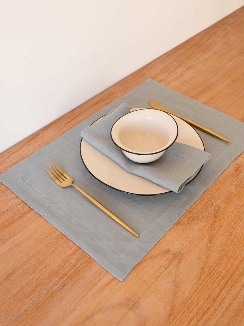 100% Hemp Table Napkins (Placemats)Set (Of FOUR) | Stone Blue