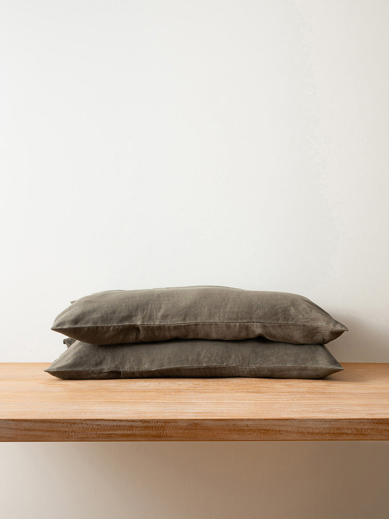 100% Organic Hemp Pillowcases Set (Of Two) | Moss Green