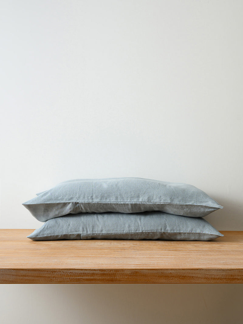100% Organic Hemp Pillowcases Set (Of Two) | Stone Blue