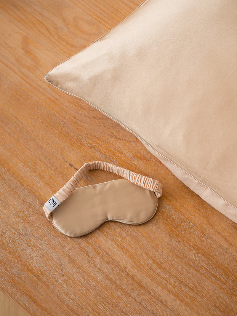 Silk Hemp Flip Pillowcase + Eye Mask Set | Peach