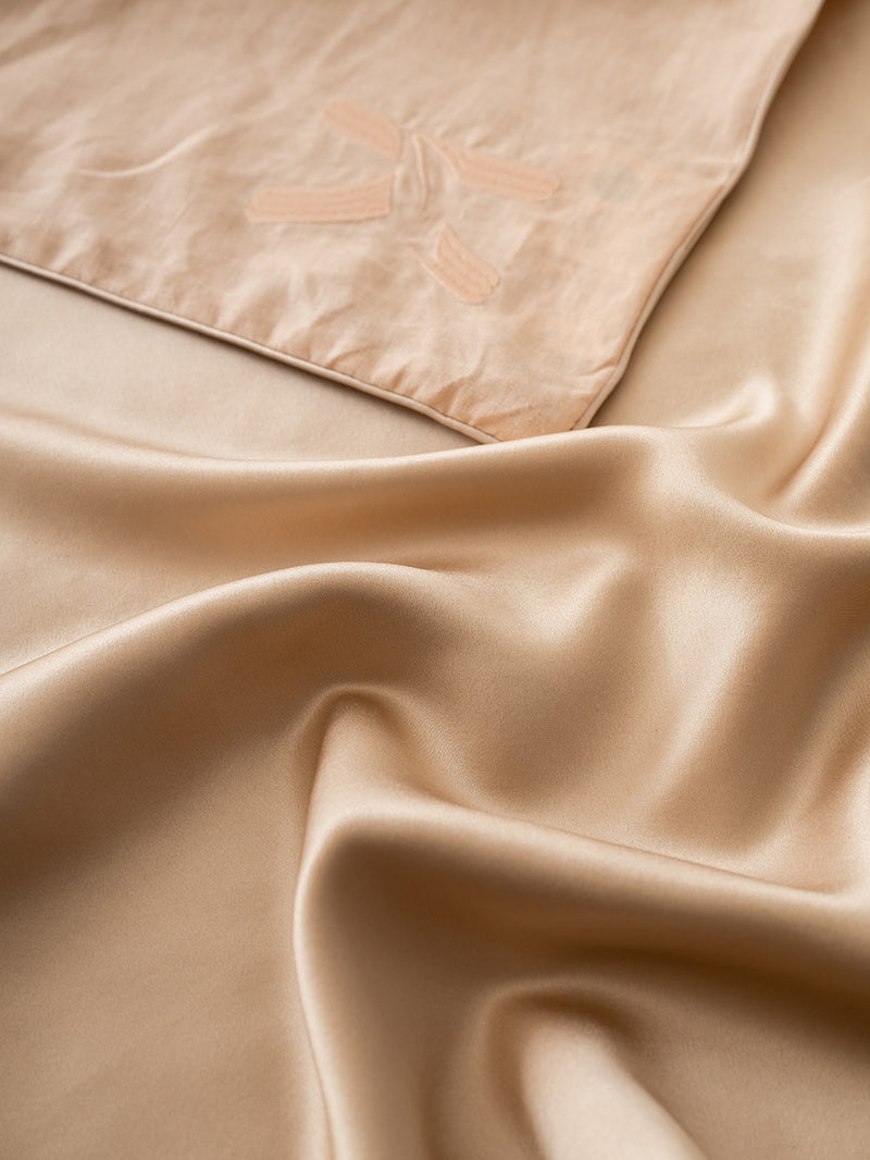 Silk Hemp Flip Pillowcase + Eye Mask Set | Peach