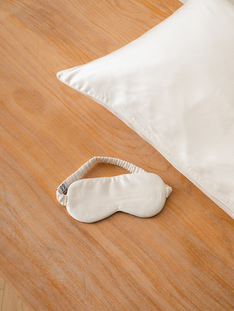 Silk Hemp Flip Pillowcase + Eye Mask Set | White