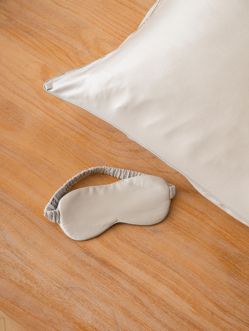 Silk Hemp Flip Pillowcase + Eye Mask Set | Silver Grey