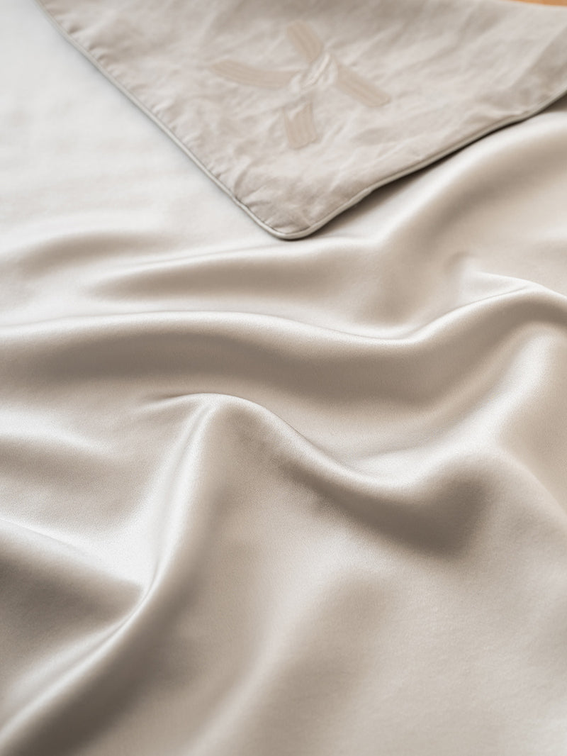 Silk Hemp Flip Pillowcase + Eye Mask Set | Silver Grey