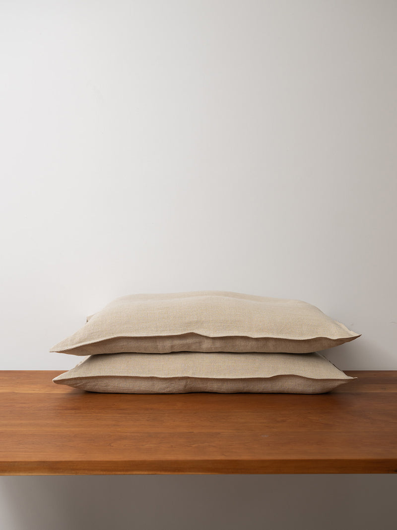 Heavy Hemp Button Pillowcases Set (Of Two) | Oatmeal