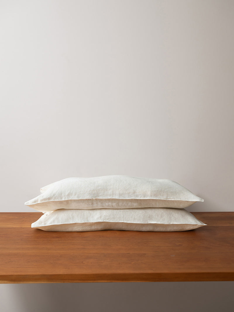 Heavy Hemp Button Pillowcases Set (Of Two) | Off White