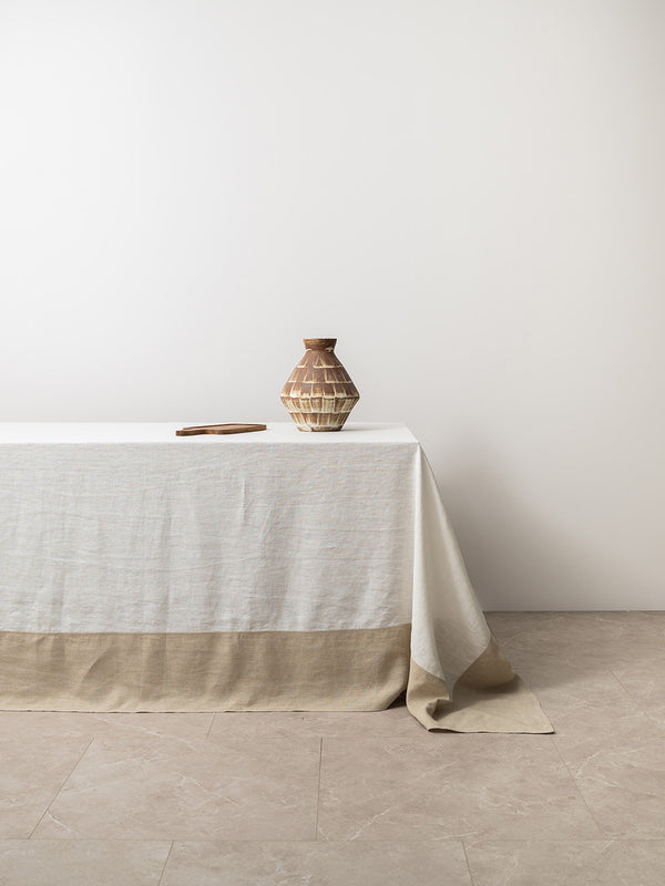 DUOTONE heavy HEMP TABLECLOTH | snow & sand