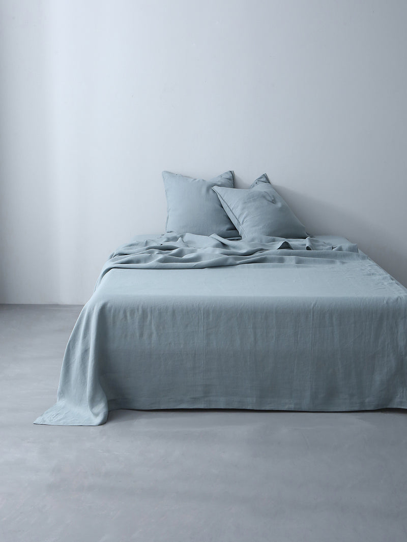 100% Hemp Europa Button Pillowcases Set (Of Two) | Stone Blue